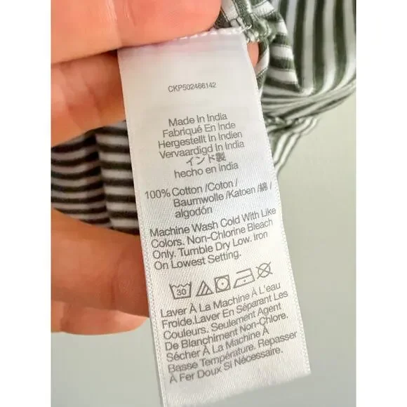 Madewell | NWT Perfect Crewneck Tee Green White Stripe Allday Jersey | Sz L - Picture 5 of 7